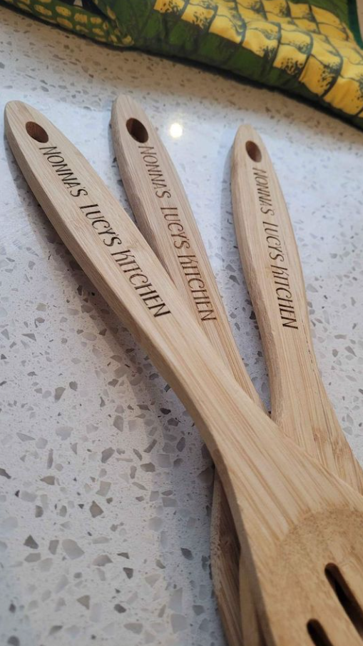 Set of Three Bamboo Spoons Laser Engraved