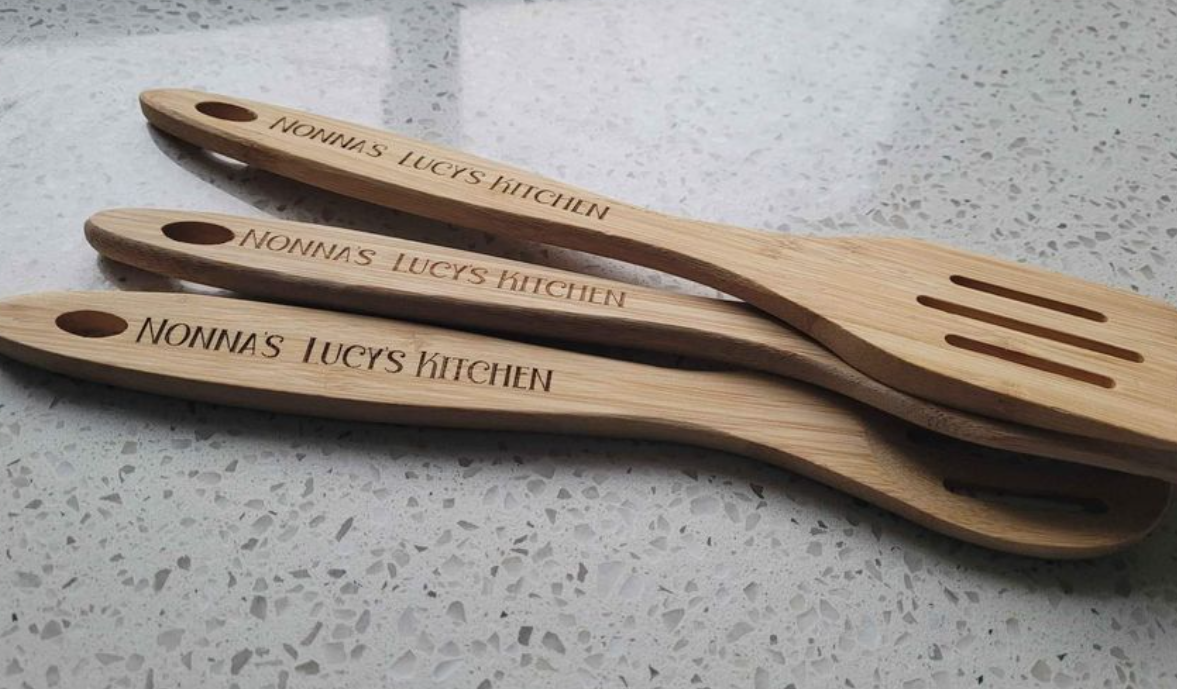 Set of Three Bamboo Spoons Laser Engraved