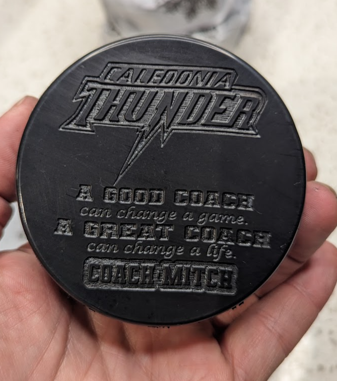 Get your game on with this Laser Engraved Hockey Puck! Perfect for fans and players alike, this puck adds a unique touch to any game.